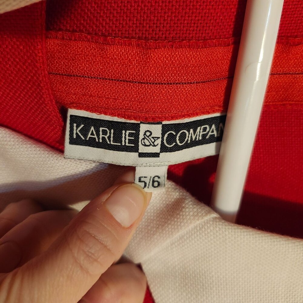 Vintage Karlie & Company Women’s 5/6 Red Striped Dress Preppy Collared USA Made - Picture 7 of 9